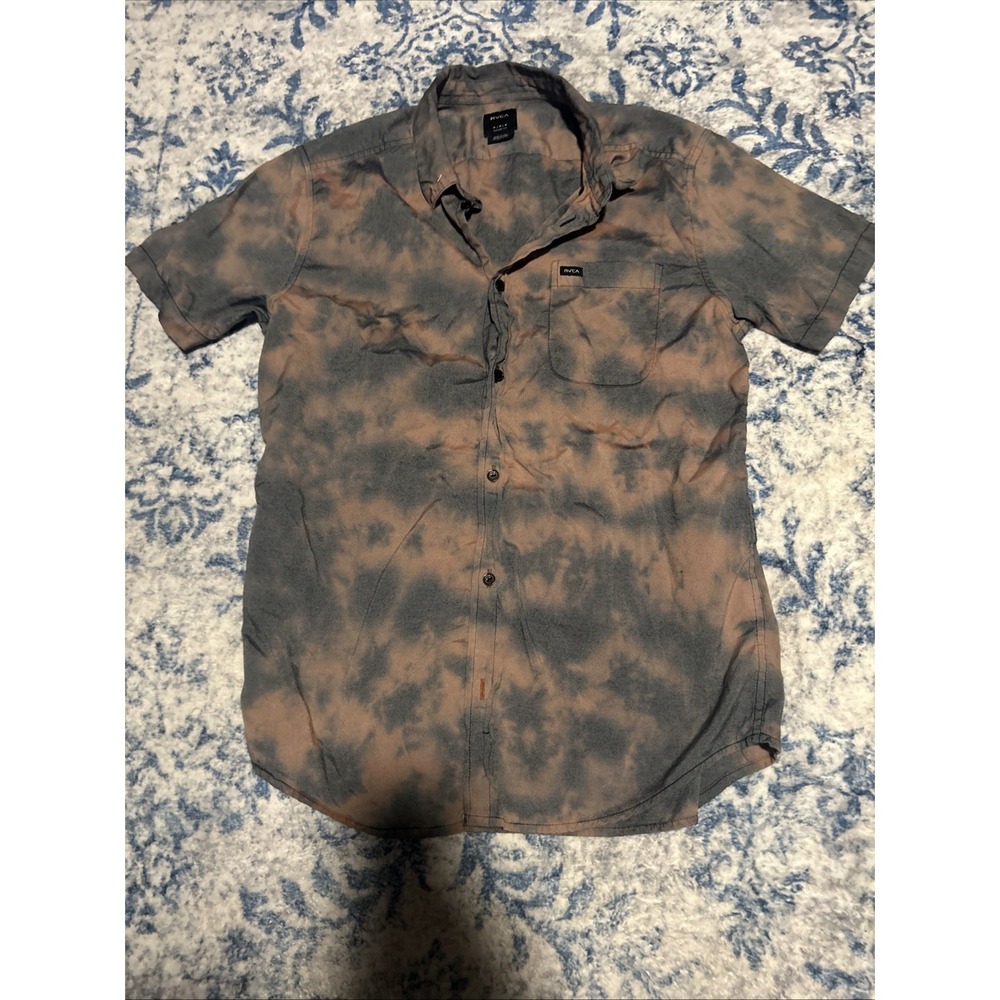 RVCA Shirt Mens Medium Floral Print Skater Surfer Beach Preppy Fit Oxford M